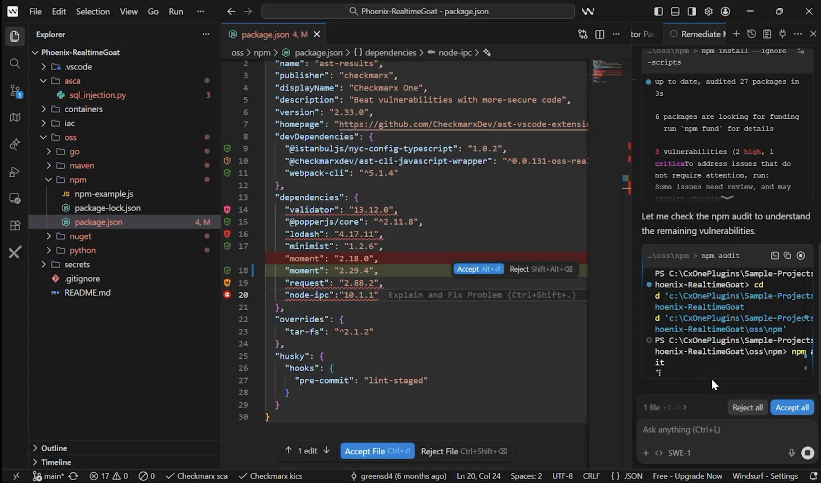 Checkmarx Developer Assist for AI IDEs - Screenshot 3 showing product features and functionality