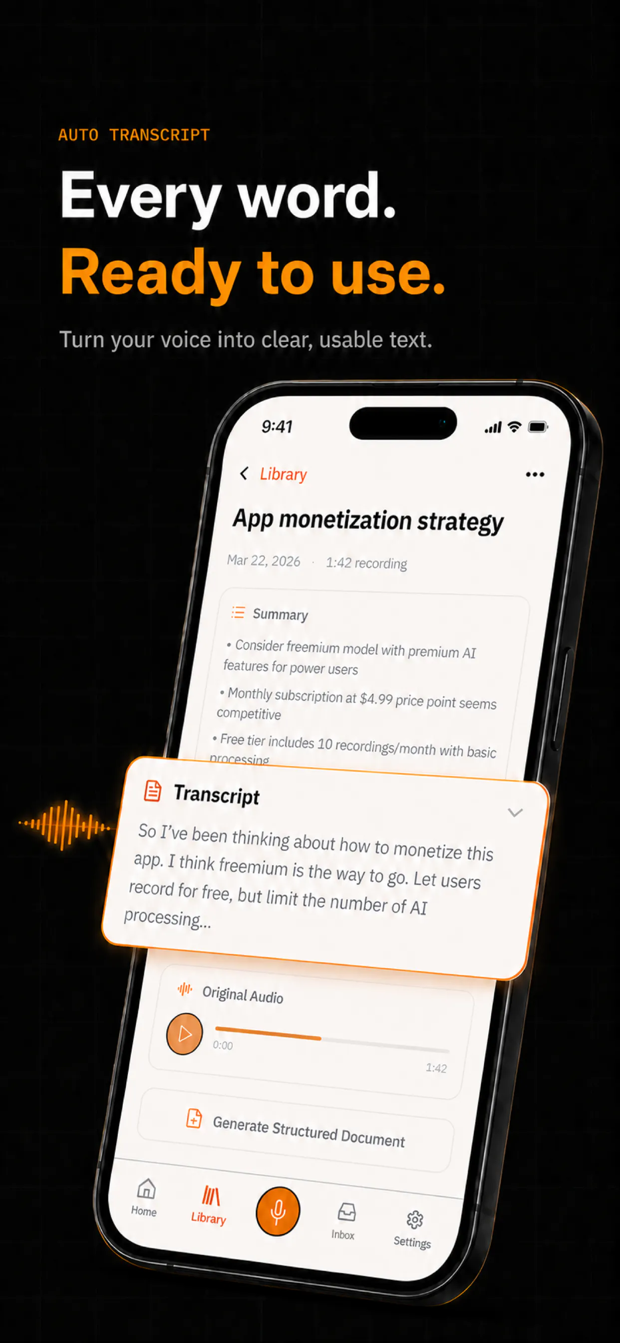 Tonot - AI voice note gallery image