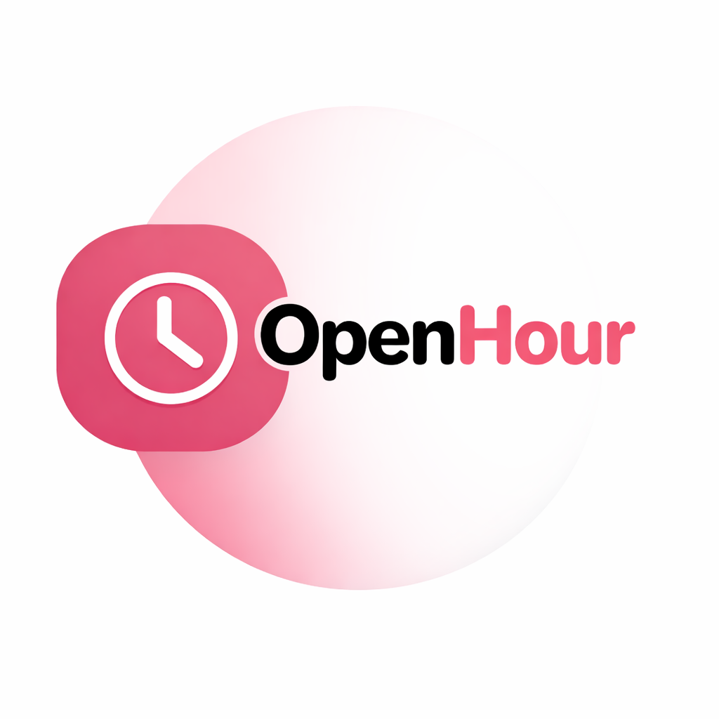 OpenHour - Product Hunt launch logo and brand identity