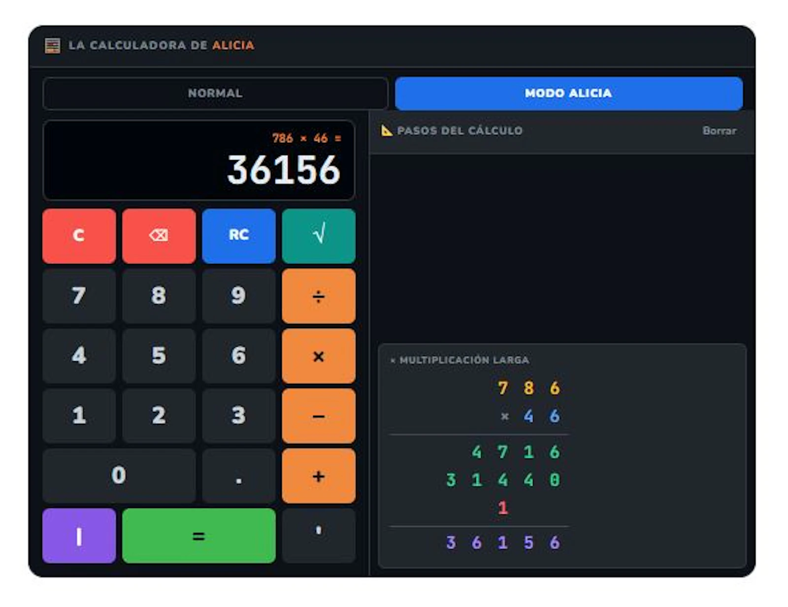 Calculadora Alicia screenshot 1