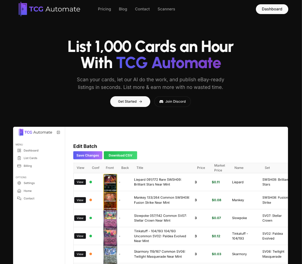 Média TCG Automate - Scannez et identifiez votre liste de cartes à échanger sur eBay en quelques secondes 2