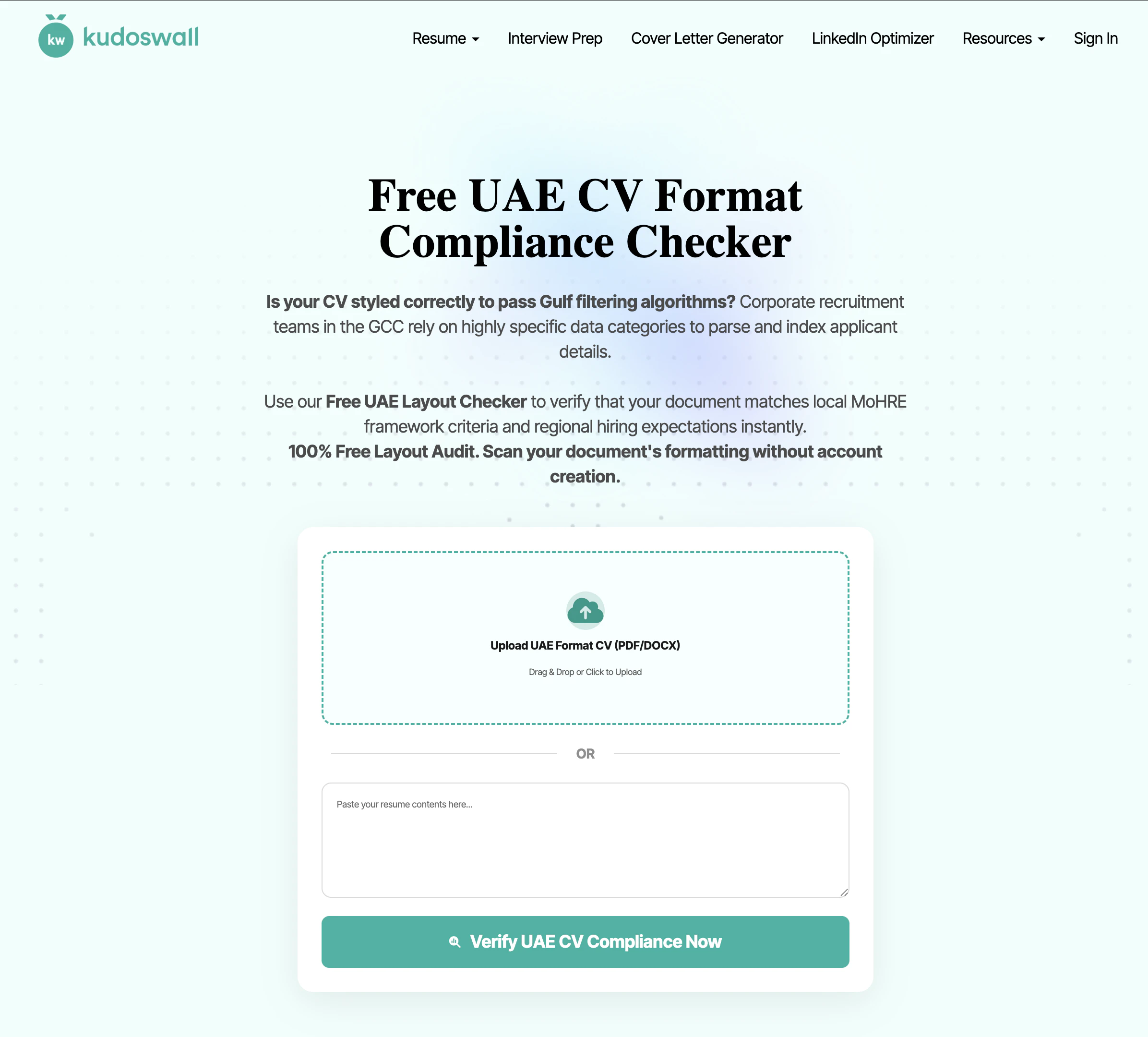 UAE CV Format Compliance Checker 截图