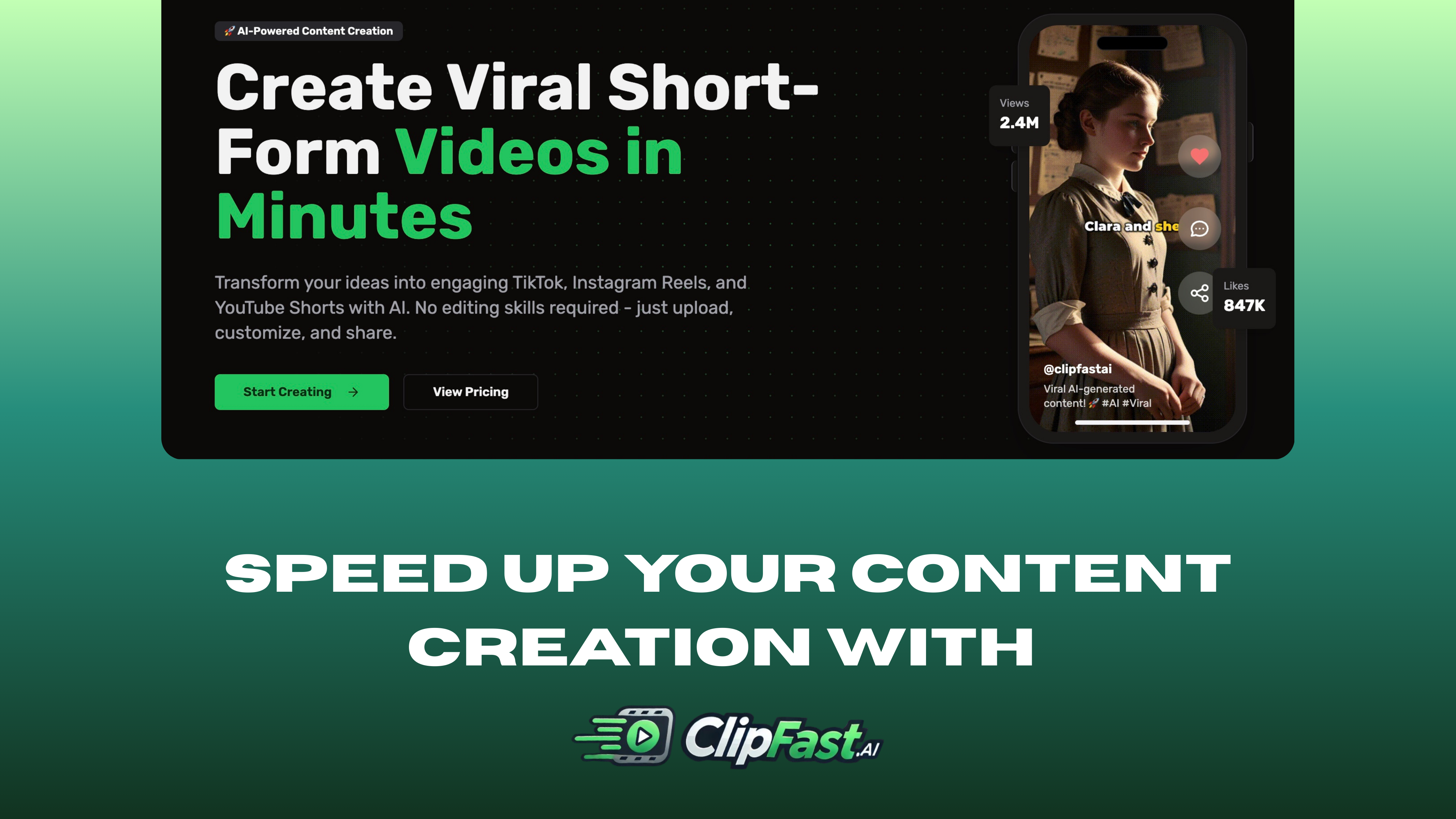 ClipFast.AI - शॉर्ट-फॉर्म कंटेंट क्रिएशन के लिए आपका ऑल-इन-वन एआई स्टूडियो। मीडिया 2