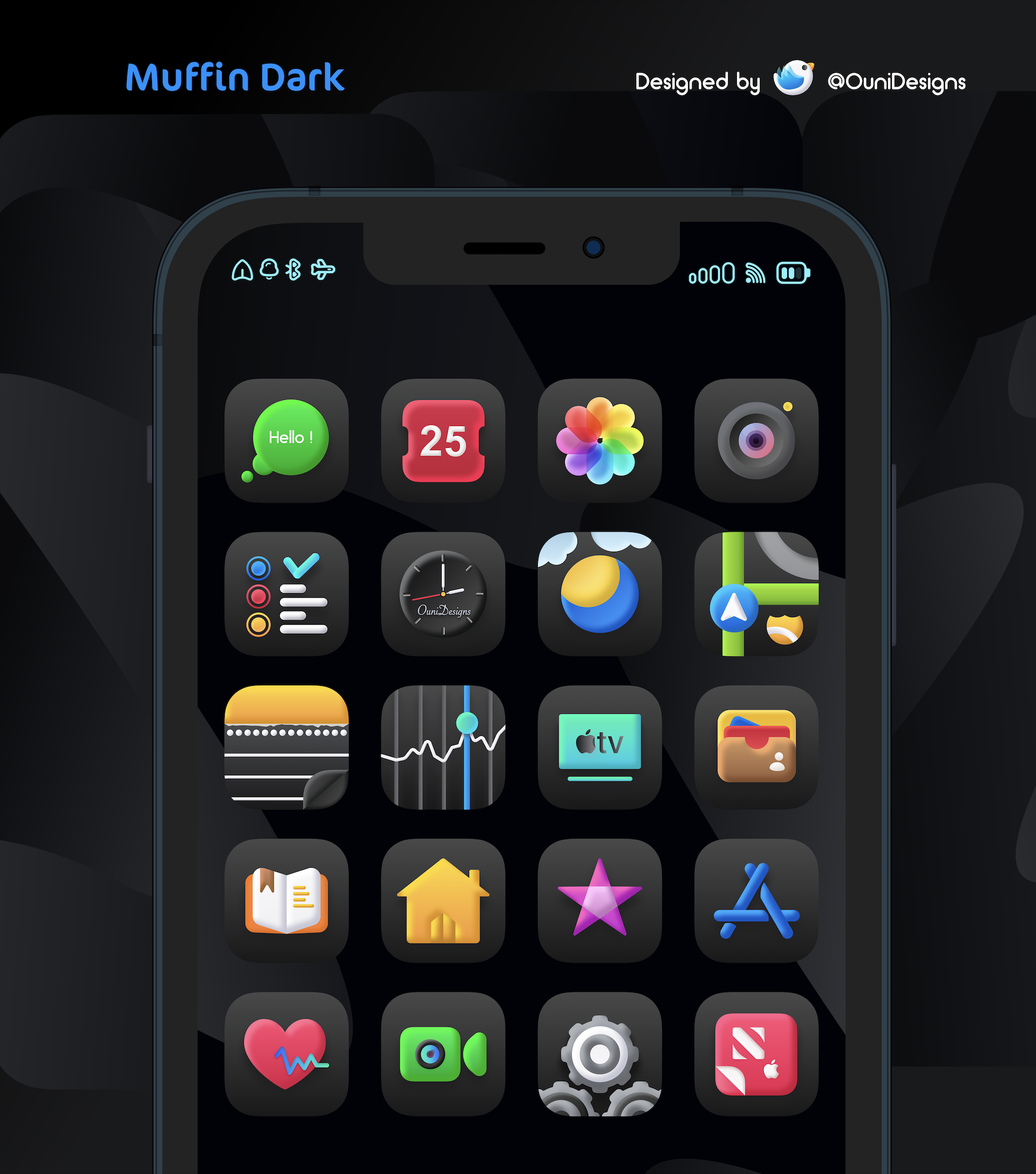 Muffin Dark icon Set for iOS 15 gallery image
