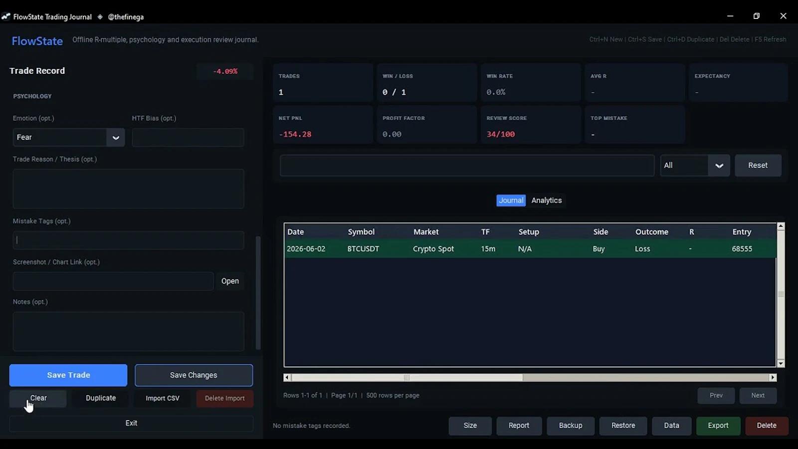 FlowState Trading Journal screenshot 1 (video preview)