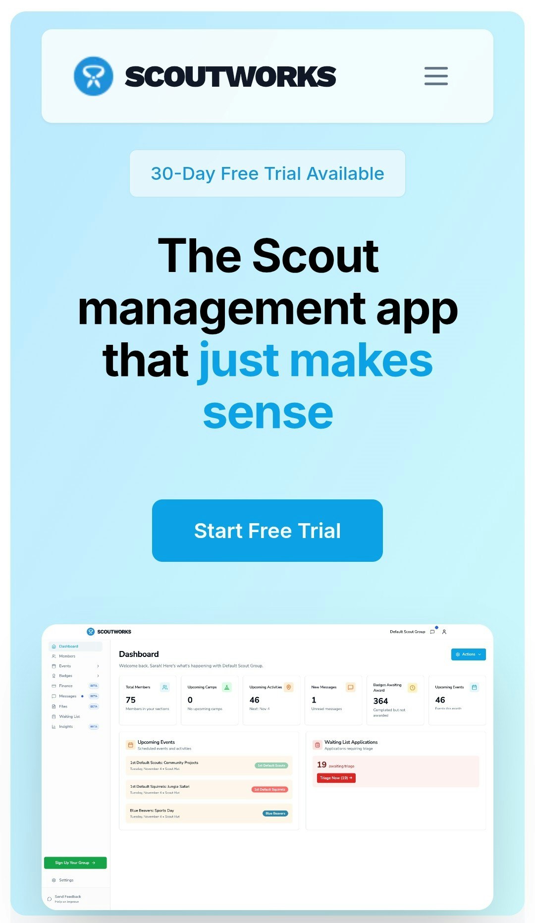Scoutworks - Main product screenshot demonstrating key features and user interface
