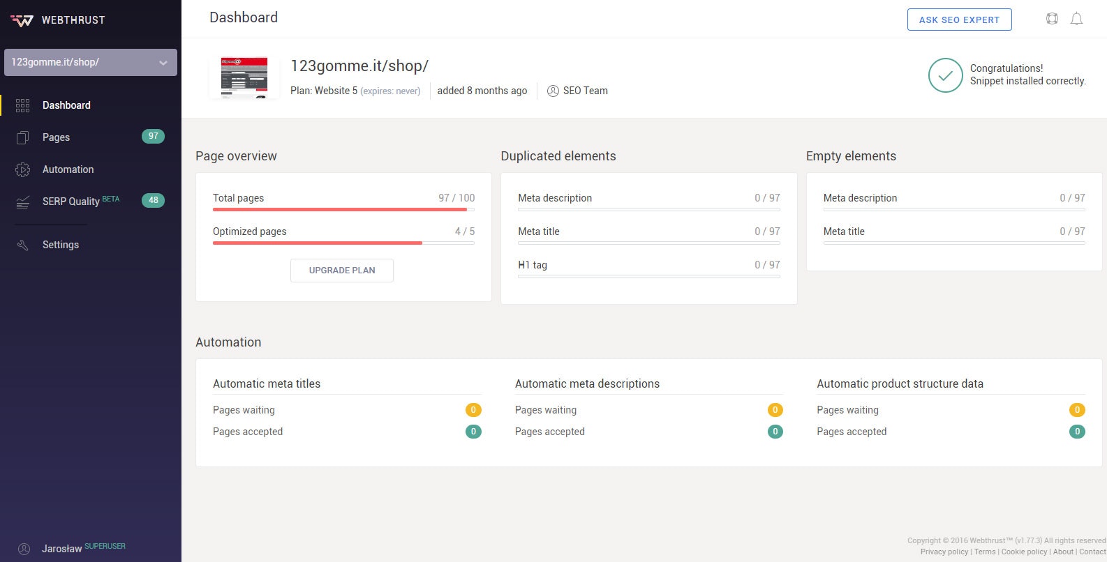 Webthrust SEO Tool gallery image