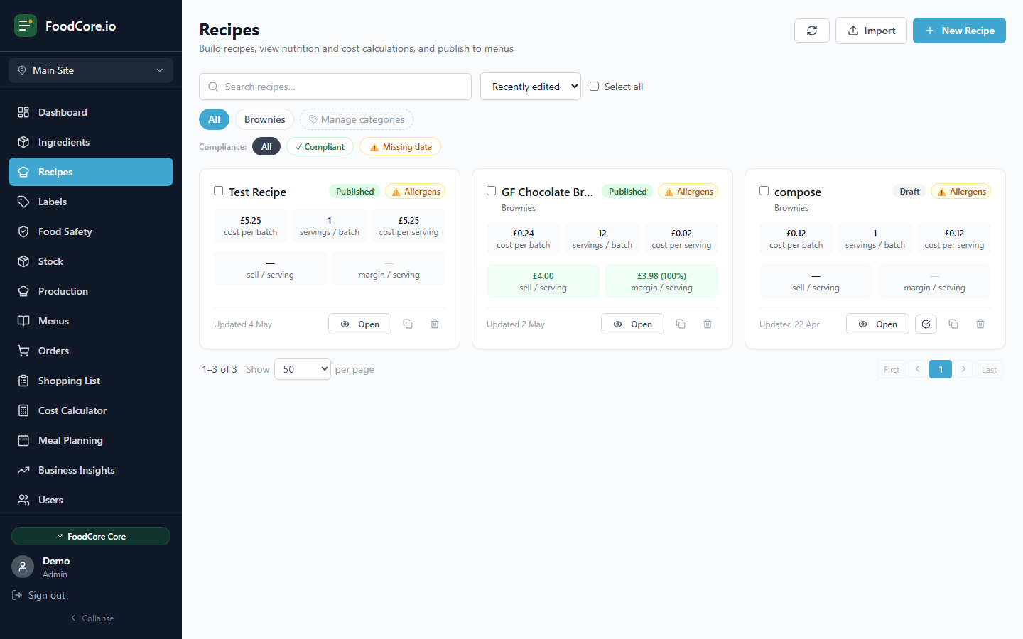 FoodCore Kitchen Management Software gallery image