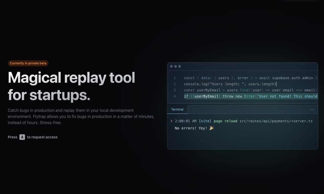Flytrap - Replay tutti gli errori dell'utente nel tuo ambiente Dev media 1