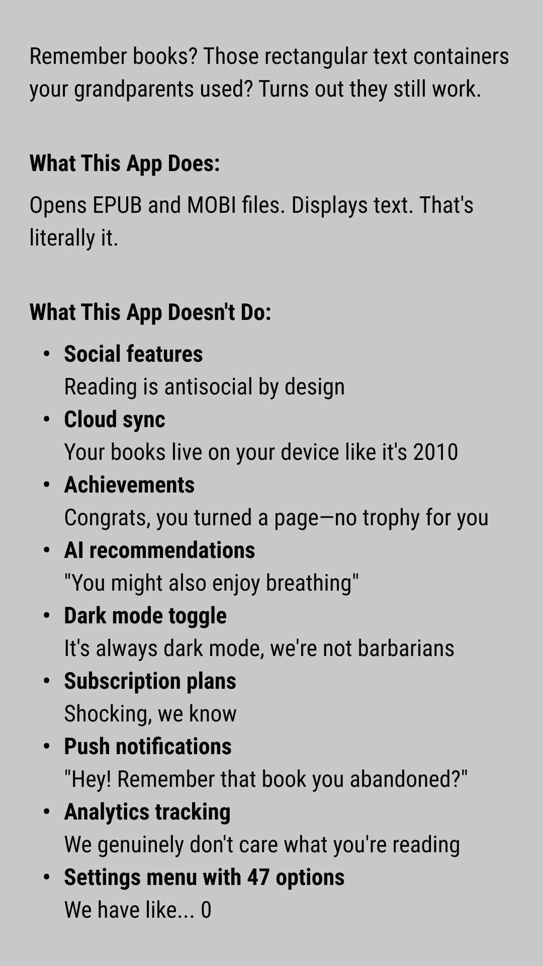 Mini Reader - Screenshot 2 showing product features and functionality