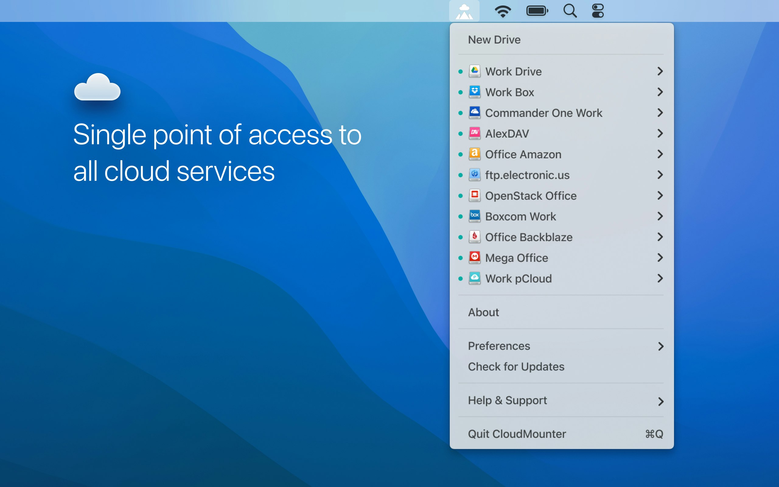 Mac 4.0 için CloudMounter - MacOS masaüstünüze yerel olarak monte edilmiş bulut sürücüleri medya 1
