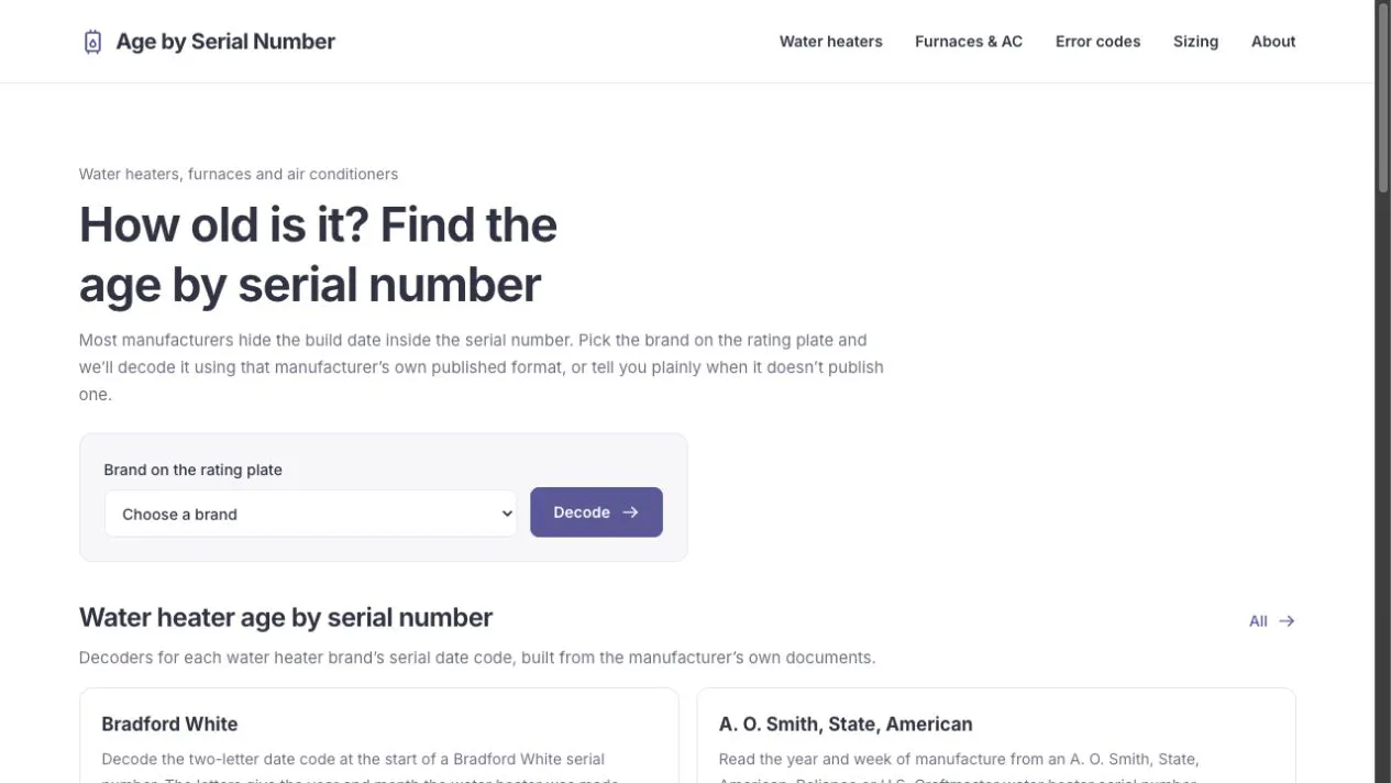 Age by Serial Number gallery image