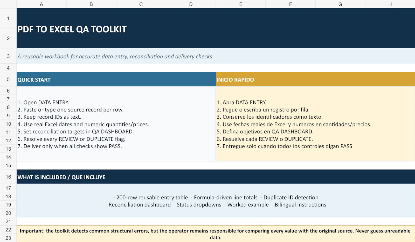 PDF to Excel QA Toolkit screenshot 1