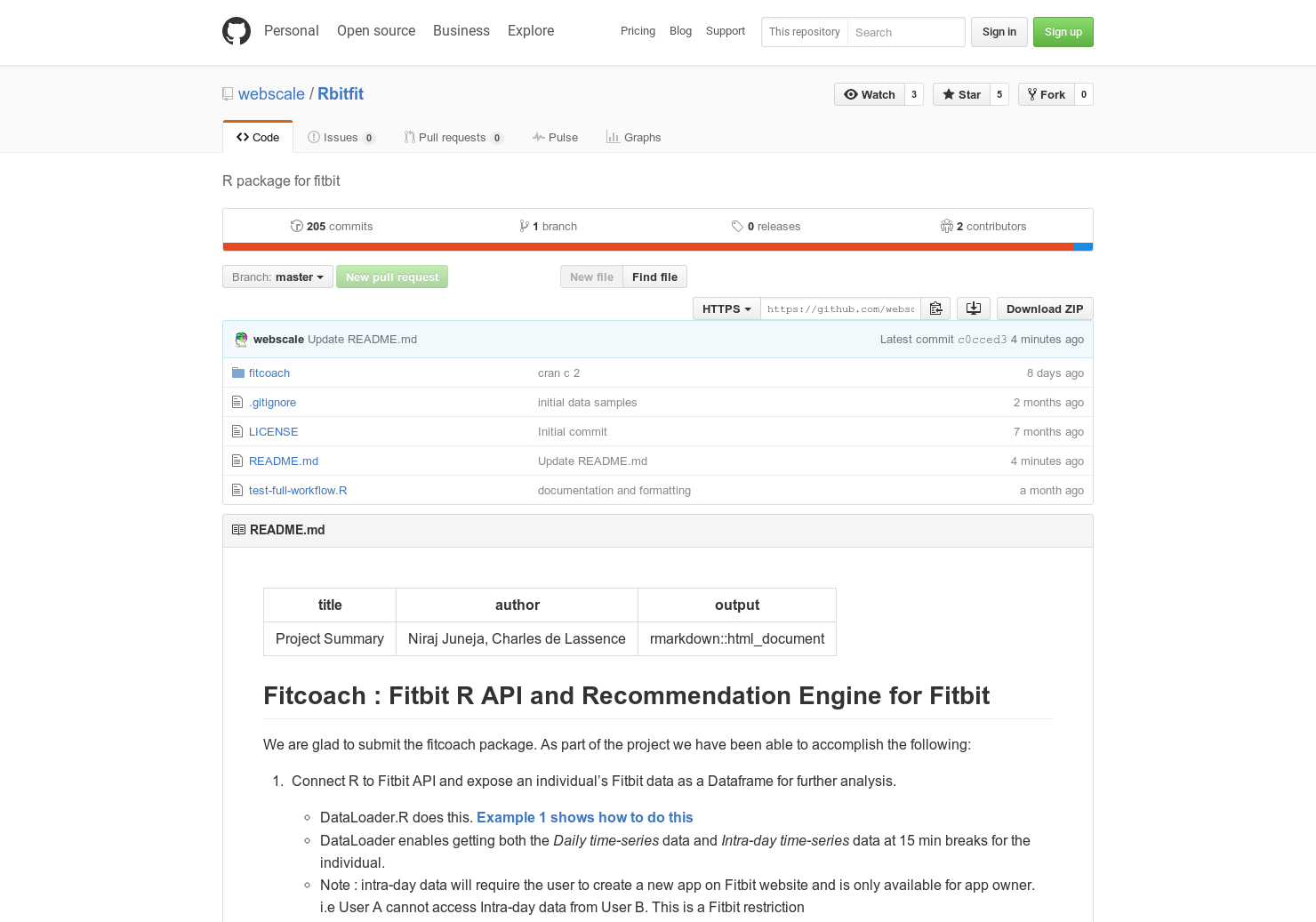 Fitcoach : Fitbit R API and your personal fitbit coach
