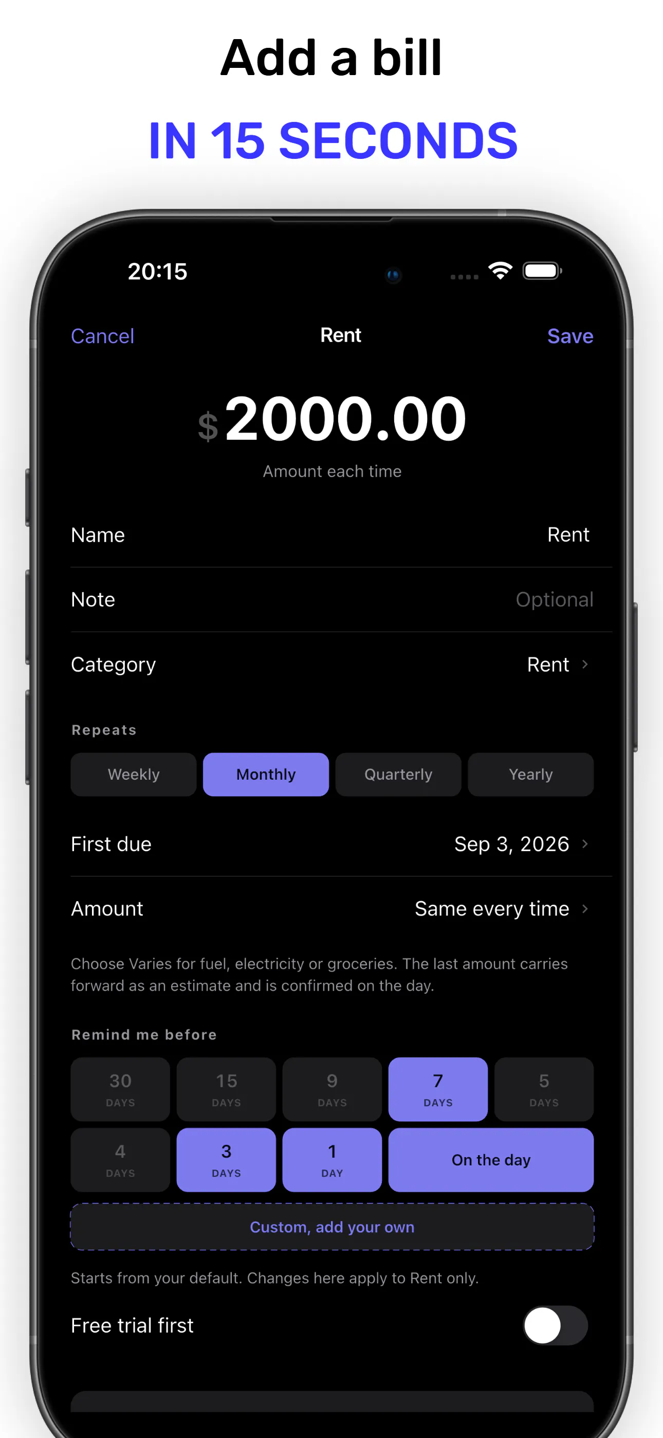 Aside Money: Bill Reminders gallery image