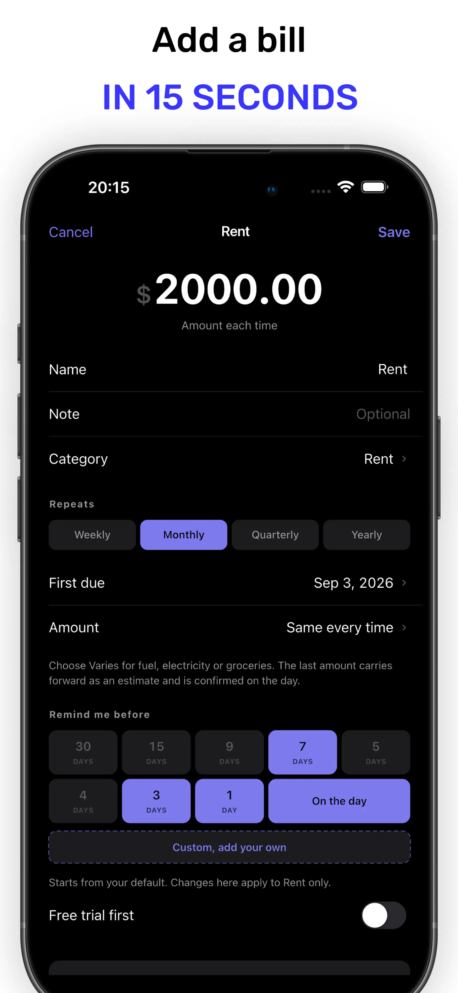 Aside Money: Bill Reminders screenshot 4