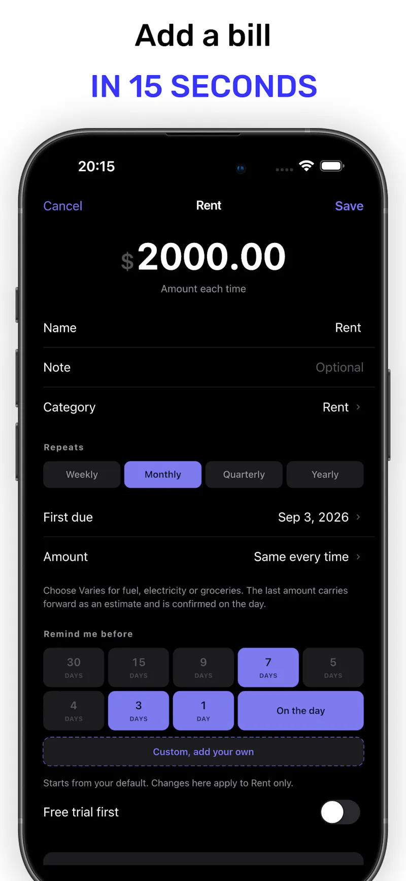 Aside Money: Bill Reminders screenshot 4