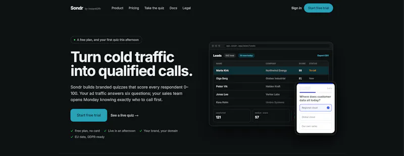 Sondr—Turn cold traffic into leads screenshot 2
