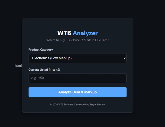 WTB (Where to Buy) - Fair Price Analyzer