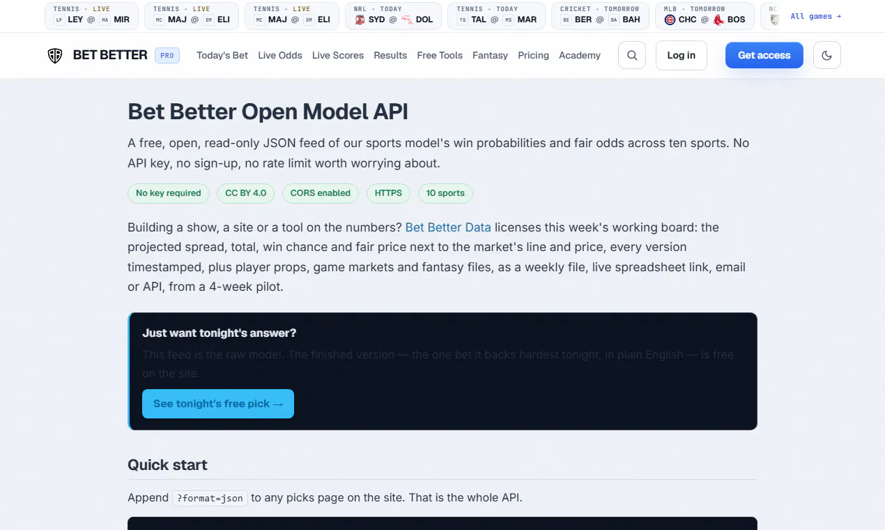 Bet Better Open Model API gallery image