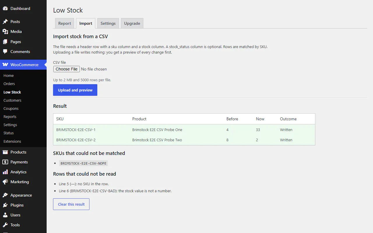 Low Stock Report for WooCommerce gallery image