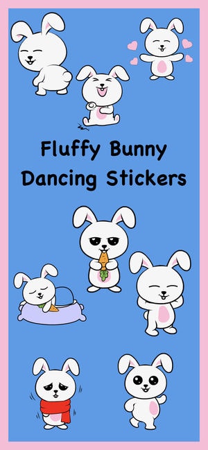 Fluffy Bunny Dancing Stickers gallery image
