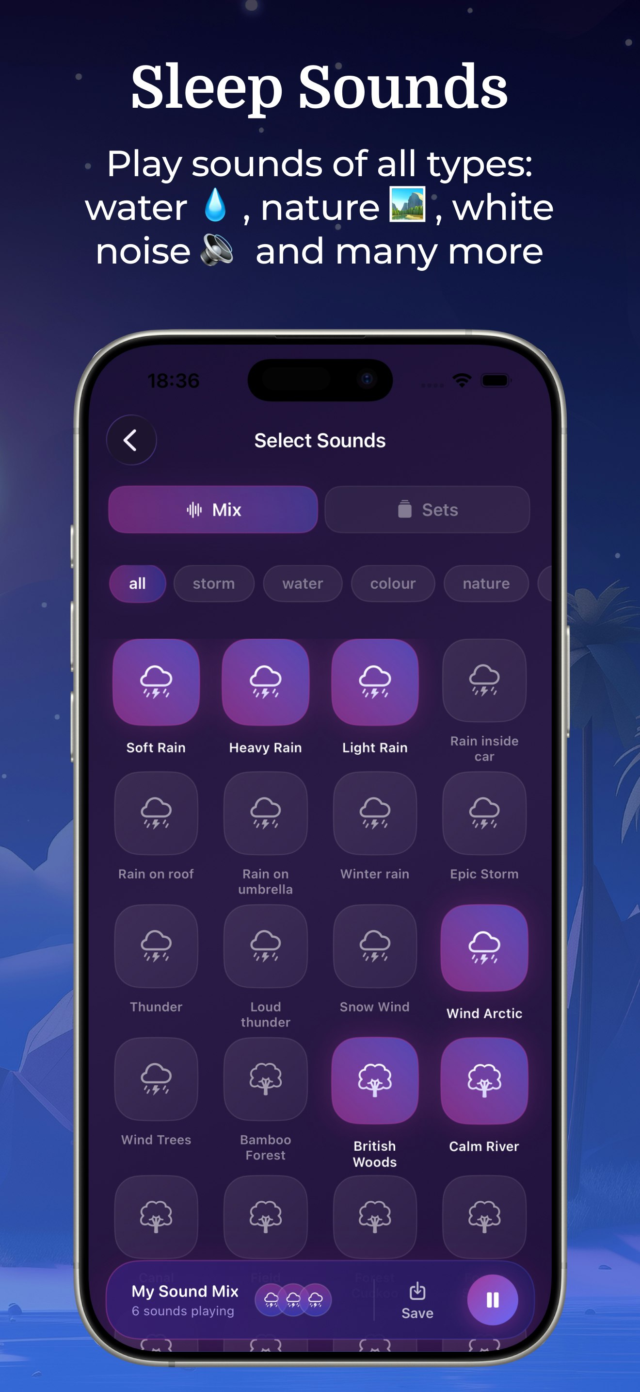 Rain Sleep Sounds iOS app gallery image