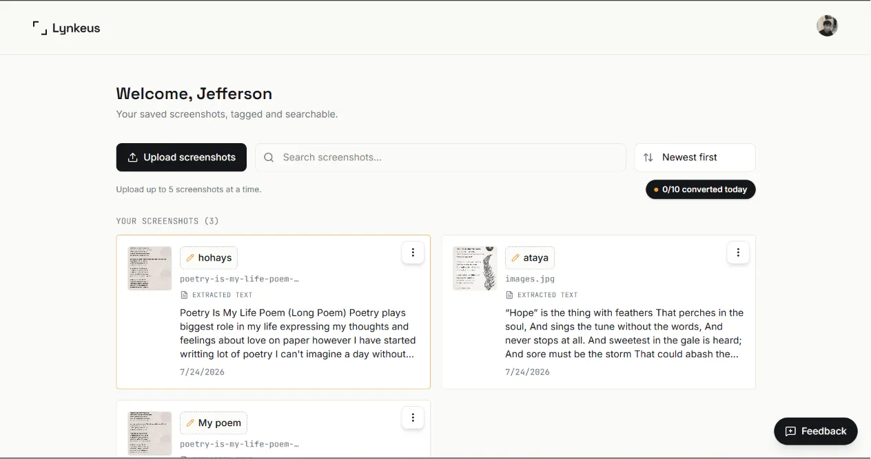 Lynkeus — Image to text, for screenshots gallery image