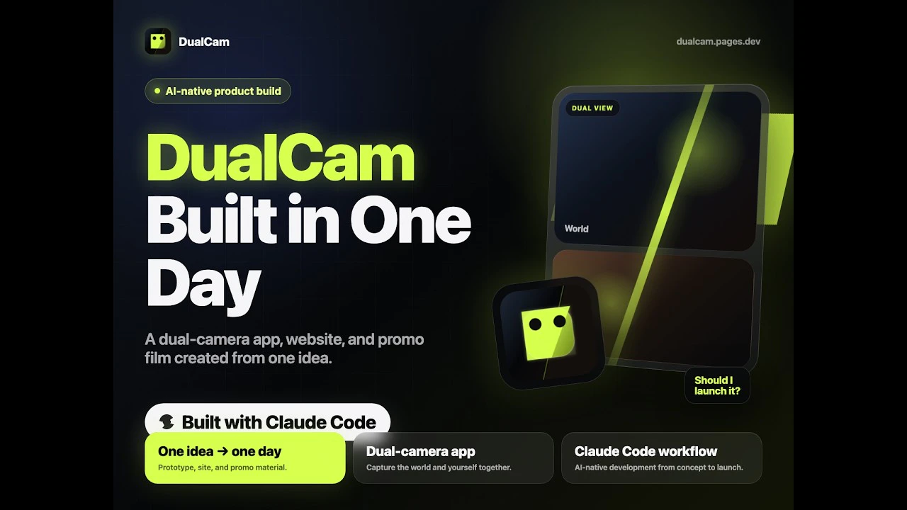 startuptile DualCam AI-  Record front and rear cameras at once