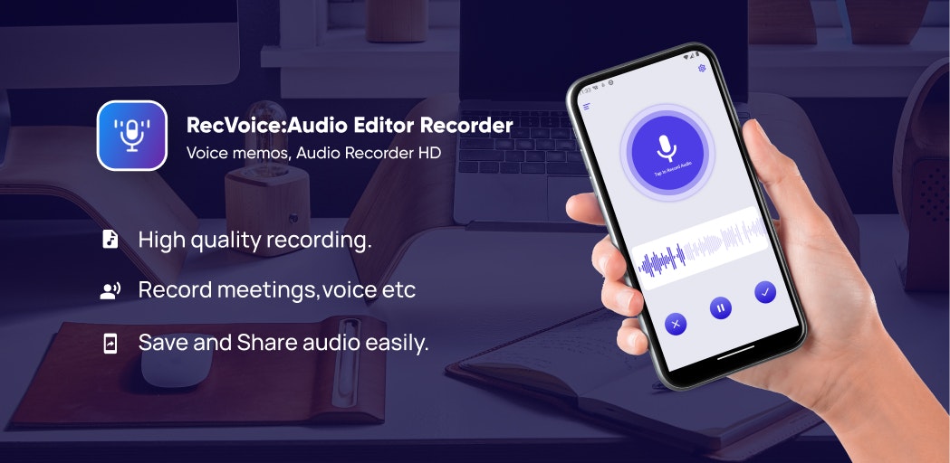 Recvoice: เครื่องบันทึกเสียง - เครื่องอัดเสียงที่เรียบง่ายและมีประโยชน์พร้อมเสียงคุณภาพสูง media 1