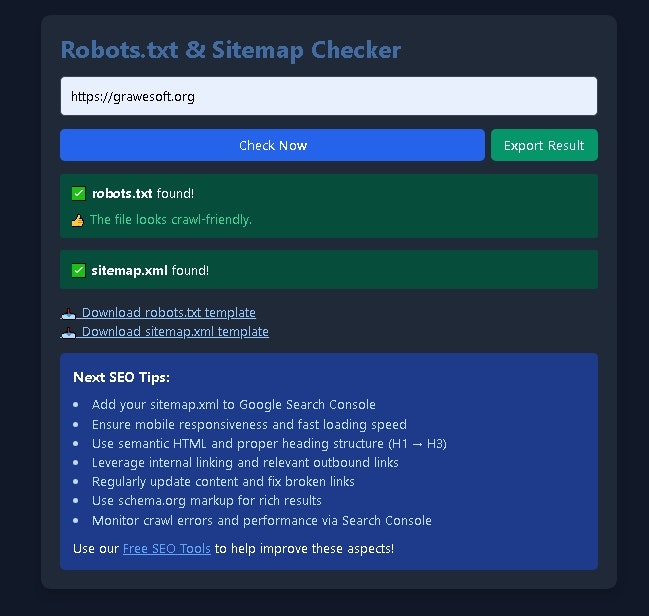 Free SEO robots and sitemap Checker