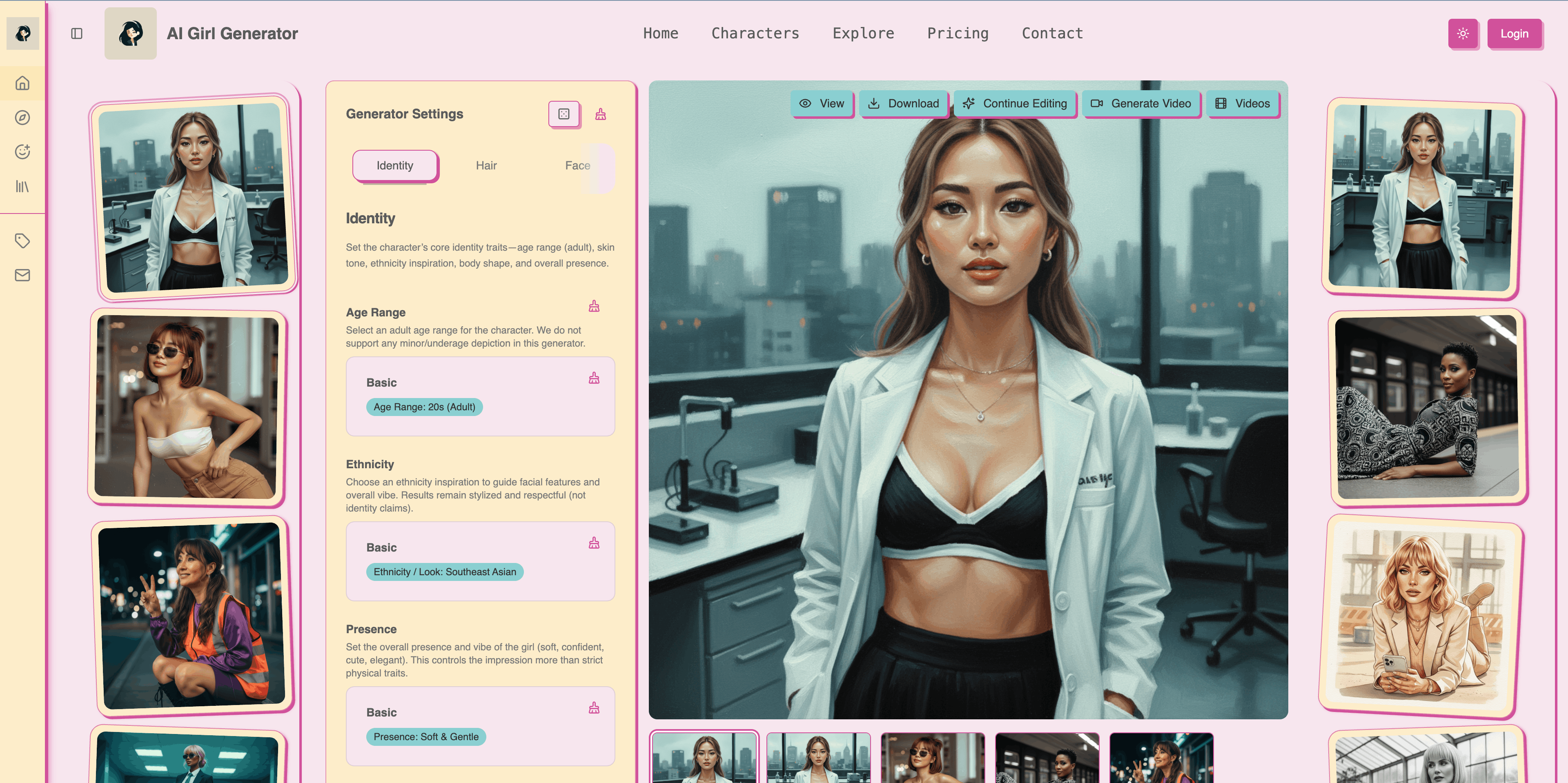 AI Girl Generator - Main product screenshot demonstrating key features and user interface