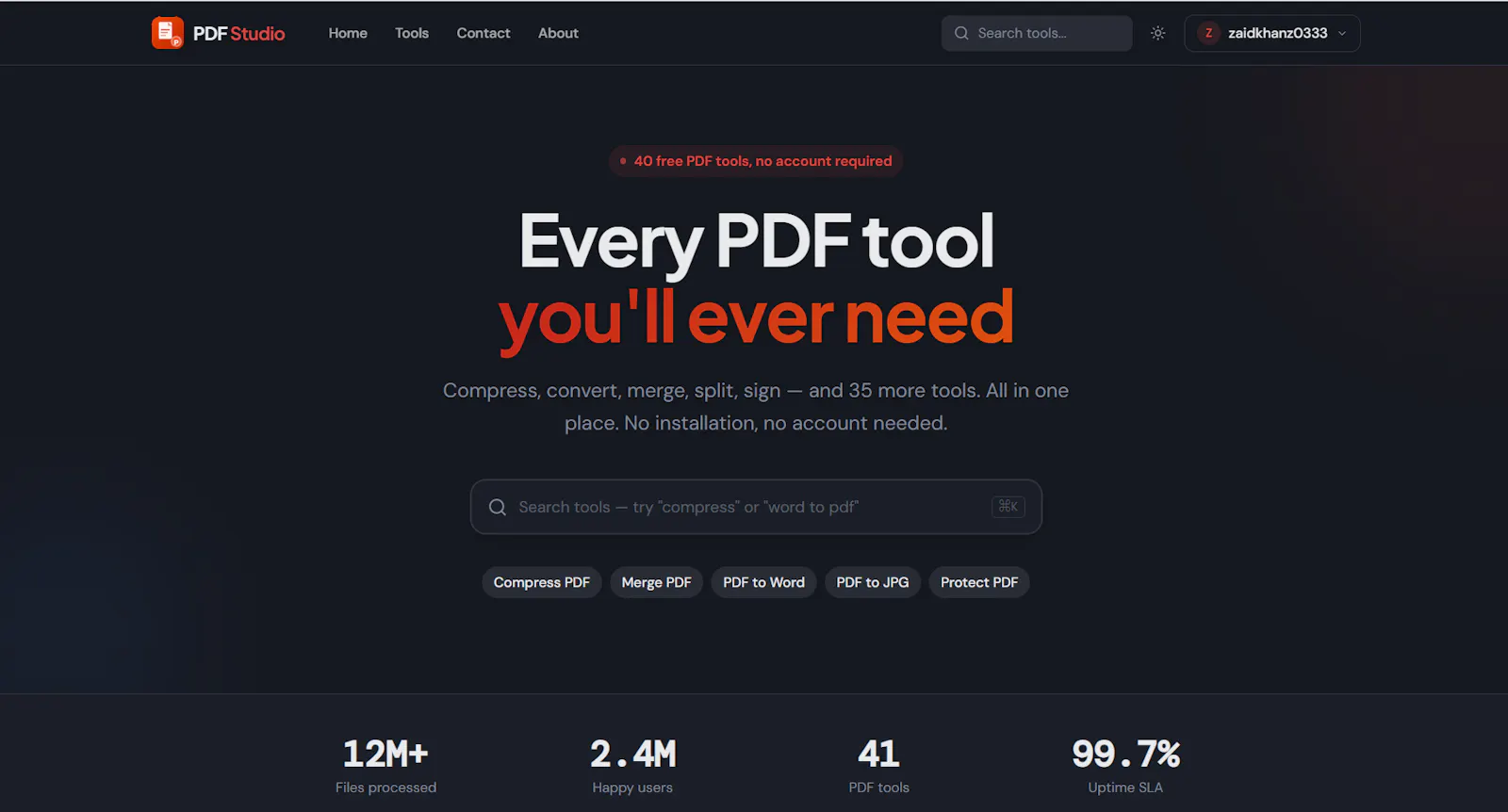 PDF Studio — Free Online PDF Tools screenshot 1