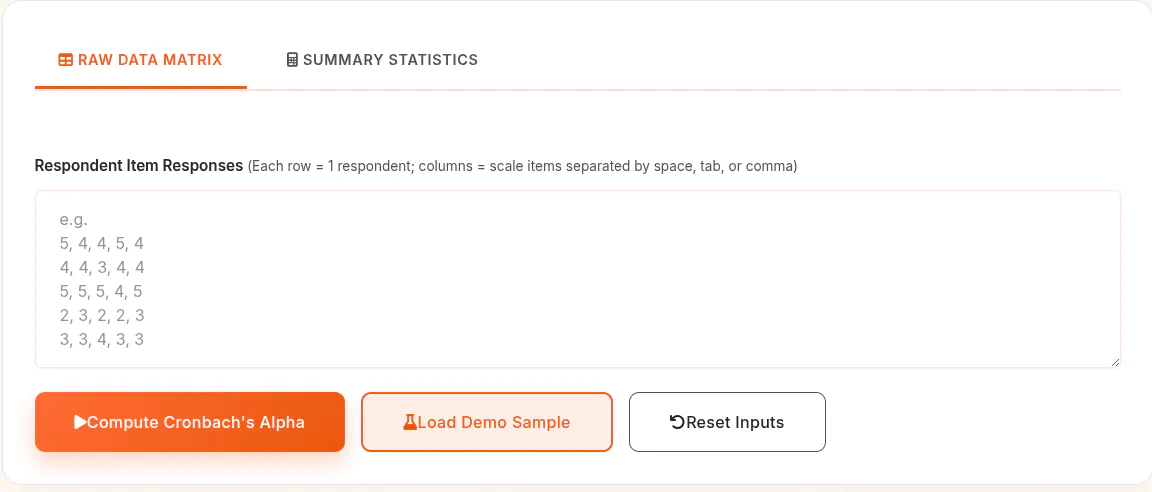 Cronbach Alpha Calculator
