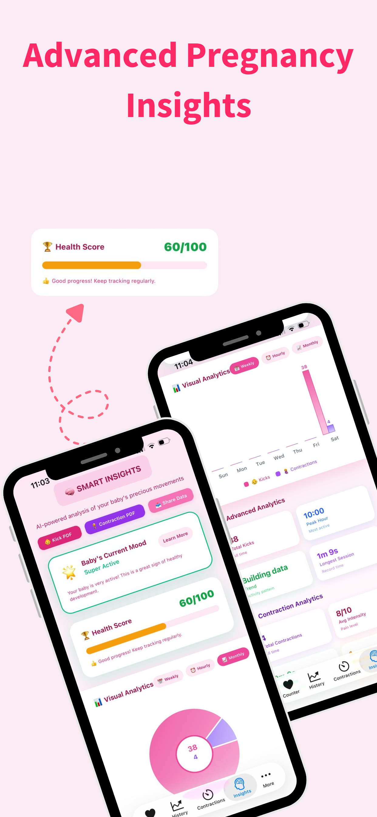 Baby Kick Counter: Tracker Log - Main screenshot showing features and interface