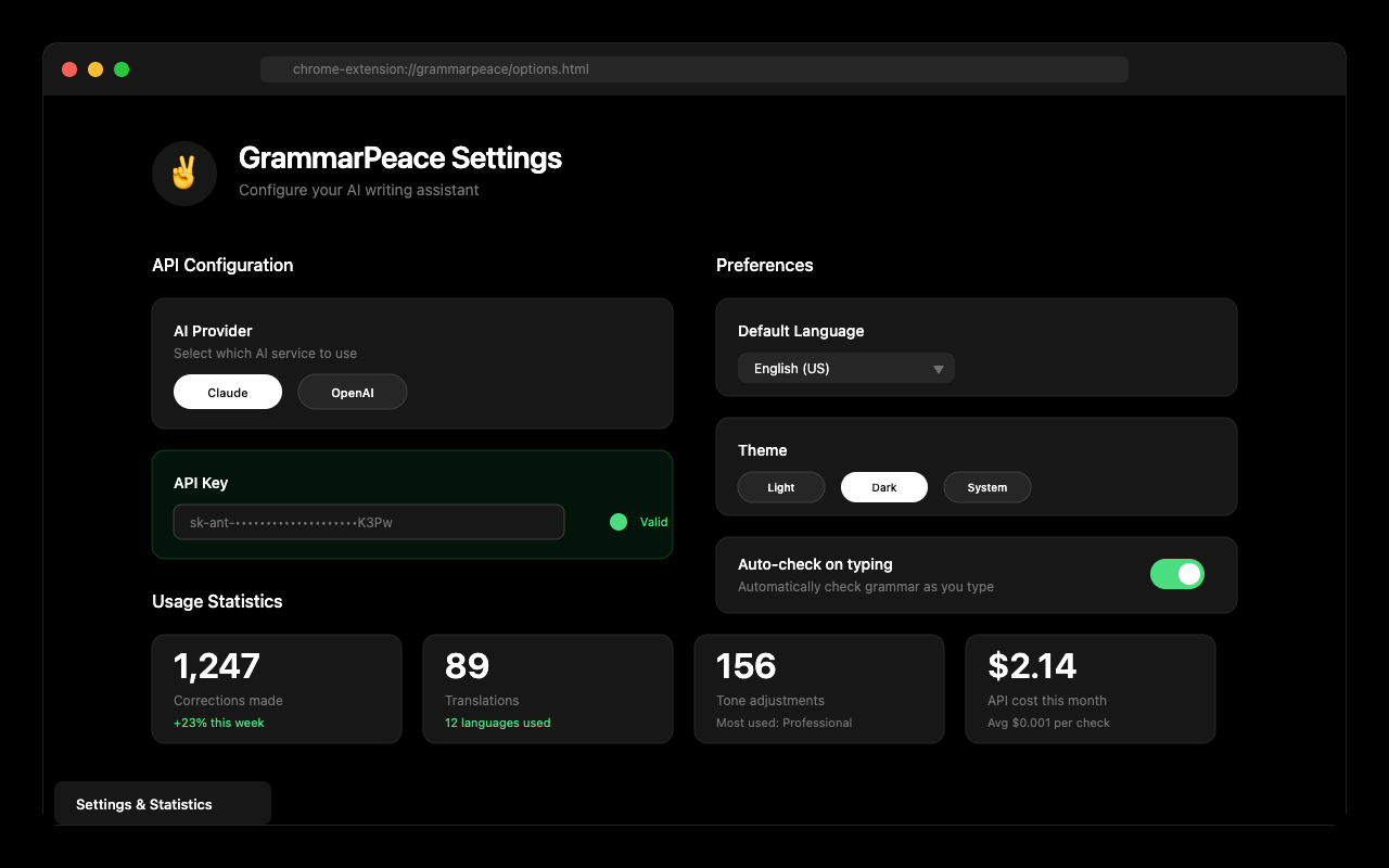 GrammarPeace - The $0 Grammarly Killer - Screenshot 4 showing product features and functionality