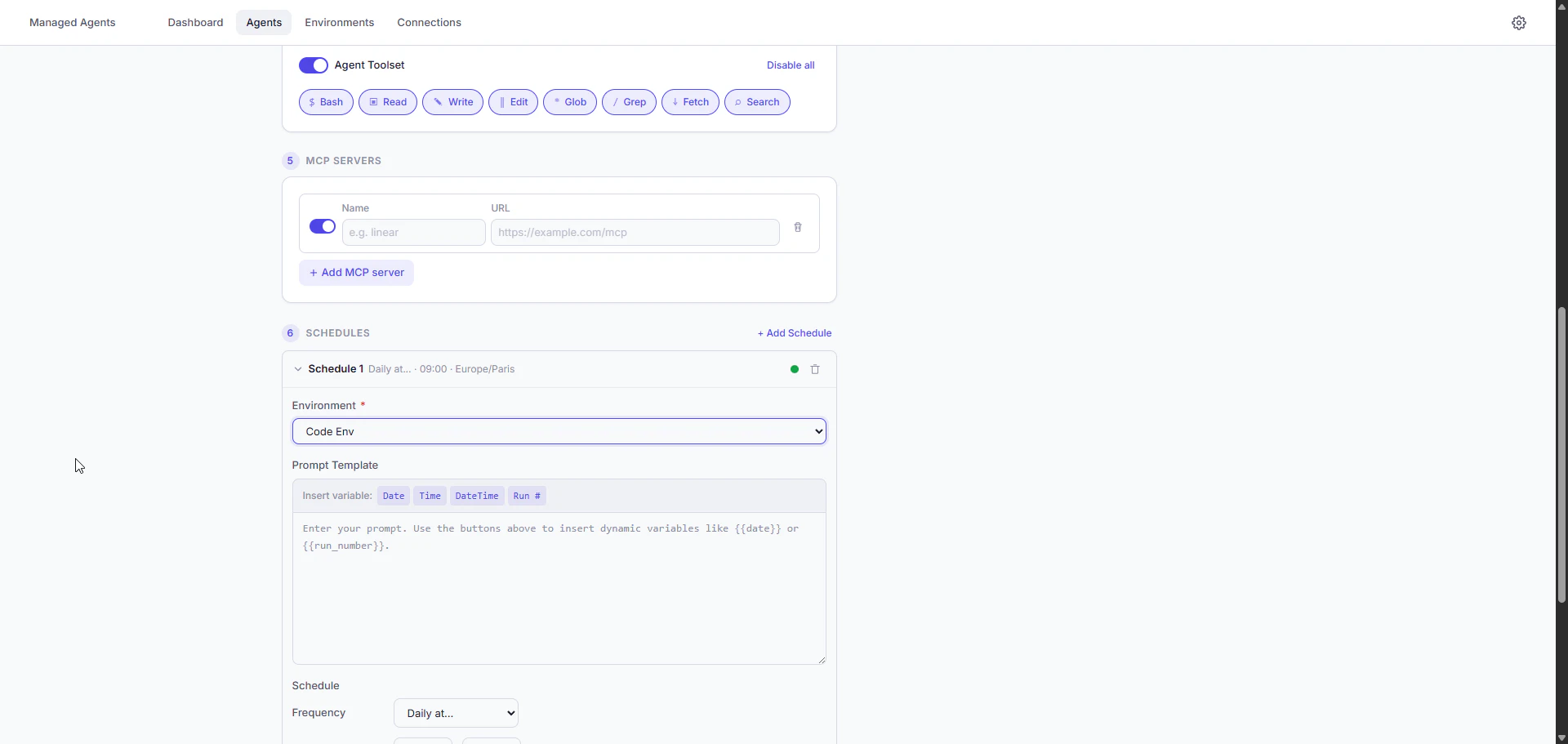 Managed Agent UI screenshot 2