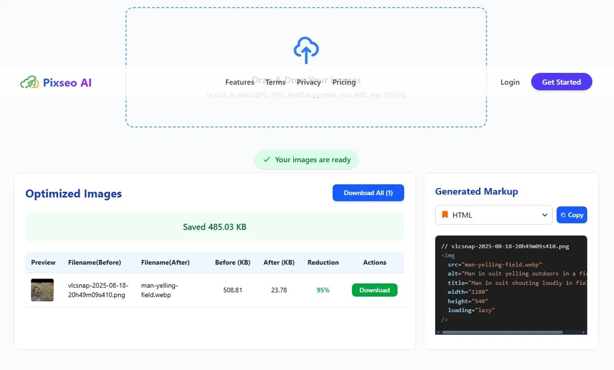 Pixseo - 1 tıklamada resimlerinizi seo-seoading yapan AI medya 2