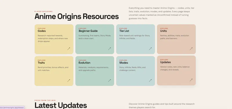 Anime Origins Wiki screenshot 4