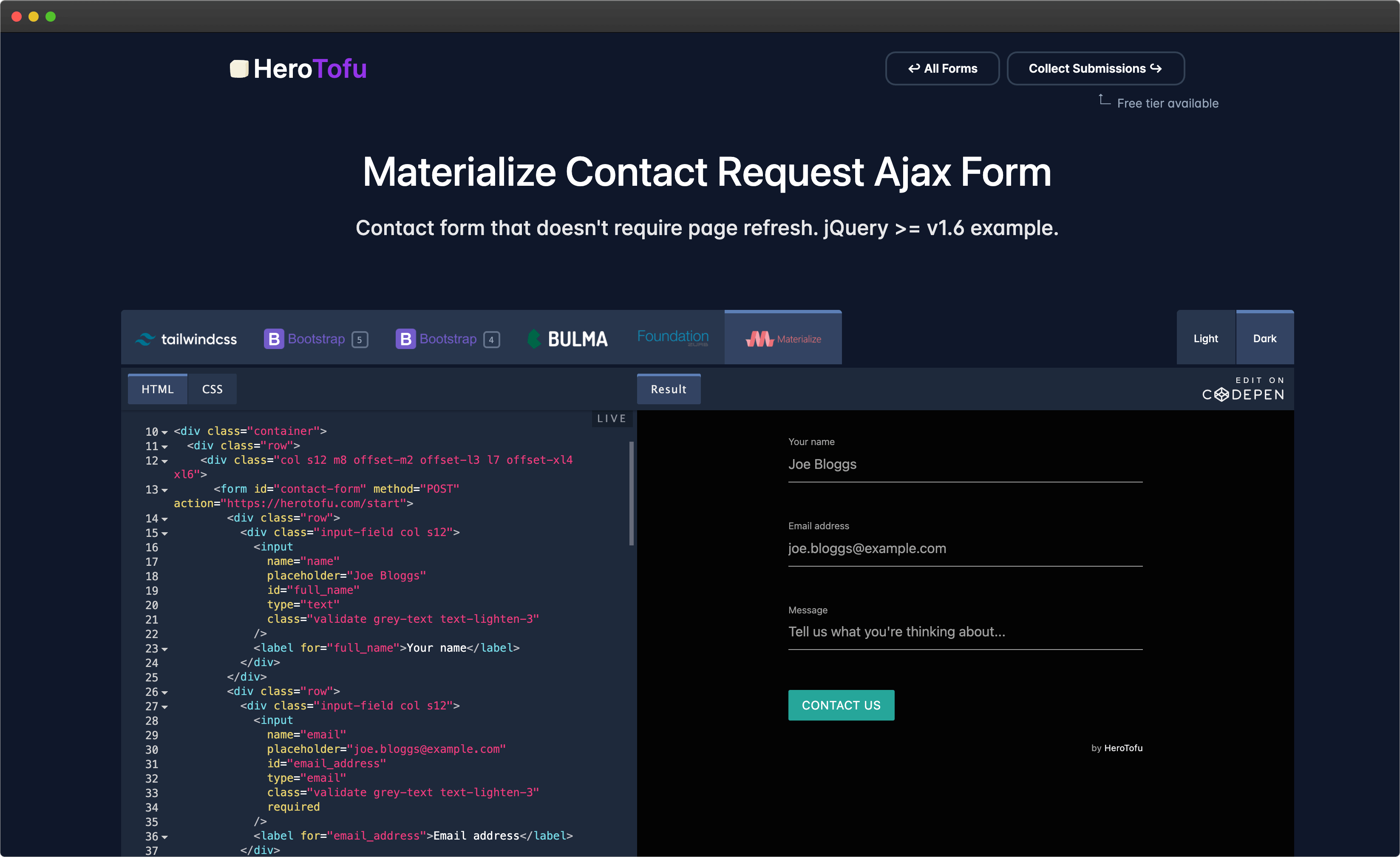 Free and Responsive HTML Form Templates gallery image