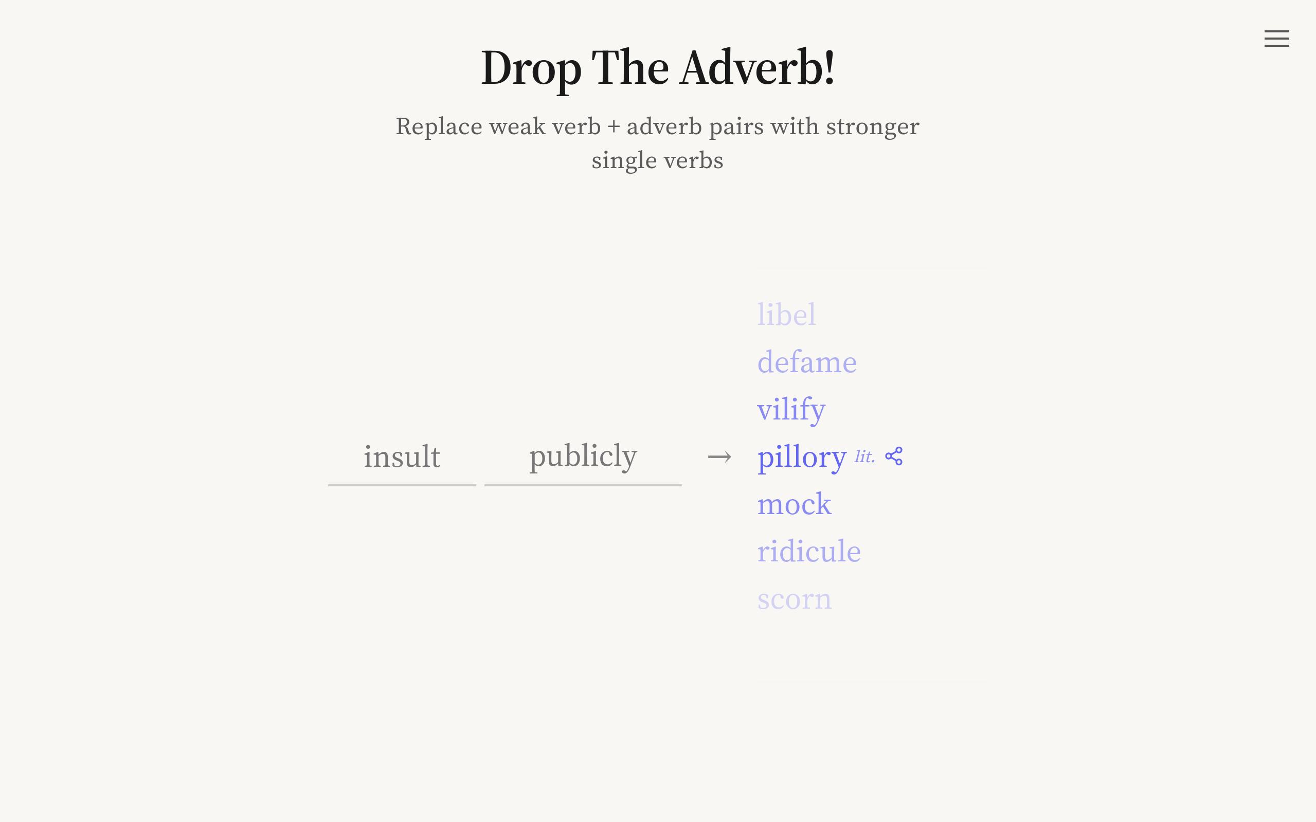 Drop The Adverb - Screenshot 3 showing product features and functionality
