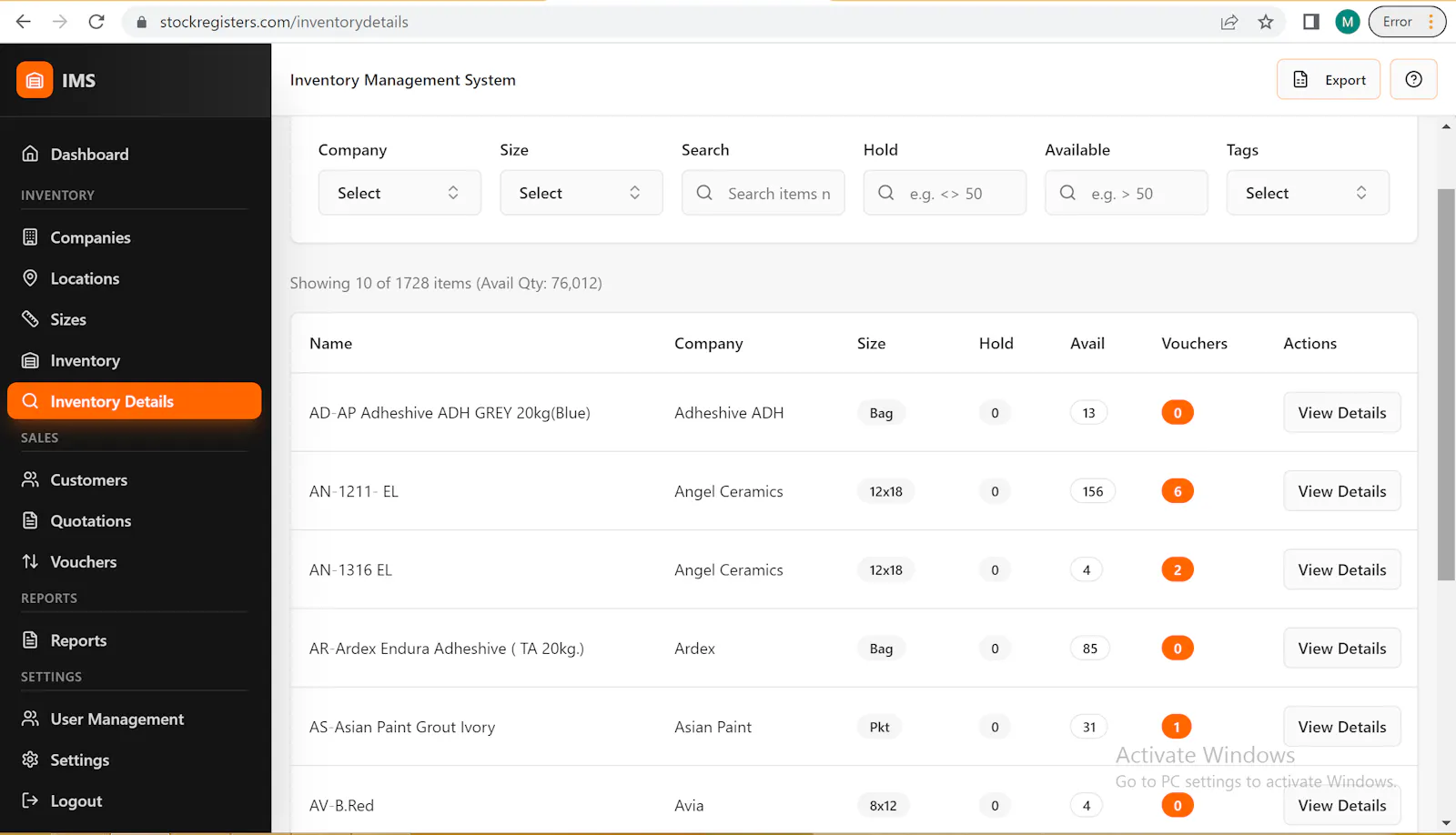 Stock Registers screenshot 3