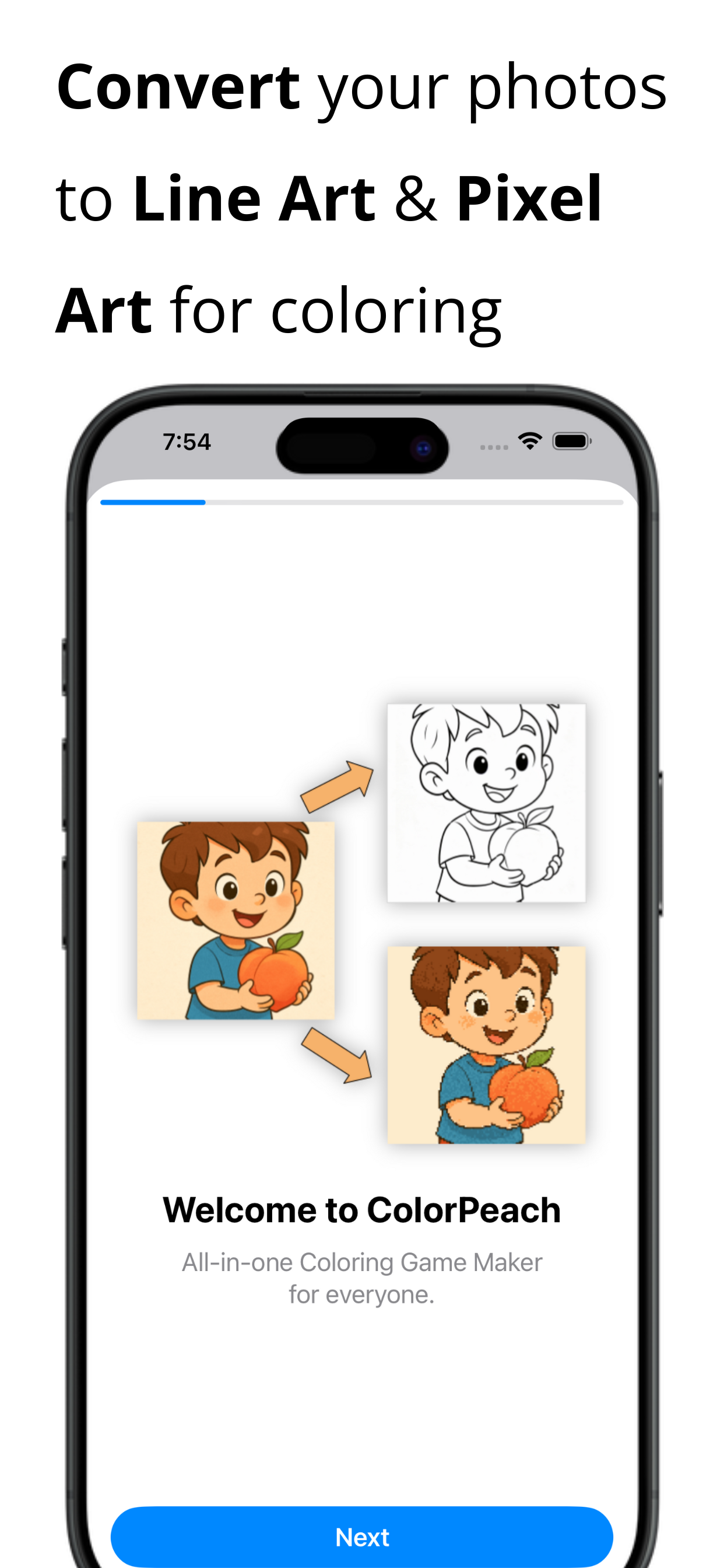 ColorPeach: Coloring Game Maker - Main product screenshot demonstrating key features and user interface