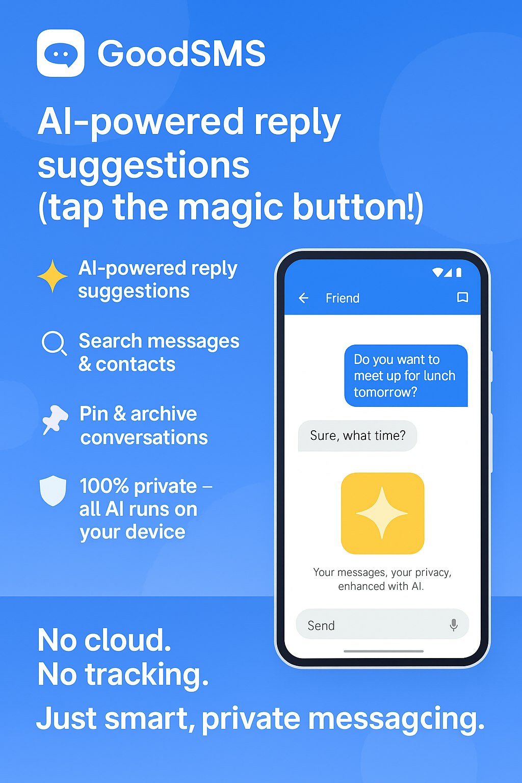 GoodSMS - Main product screenshot demonstrating key features and user interface