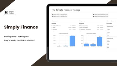 Representación visual de los cuadros y gráficos intuitivos de Simple Finance Tracker, que proporciona información financiera clara