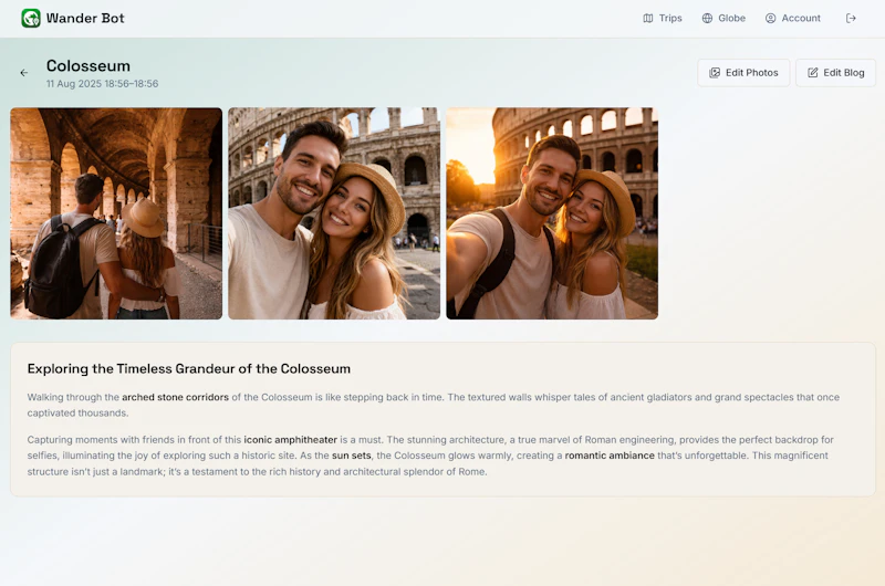 Wander Bot — Automated Travel Blogging screenshot 3