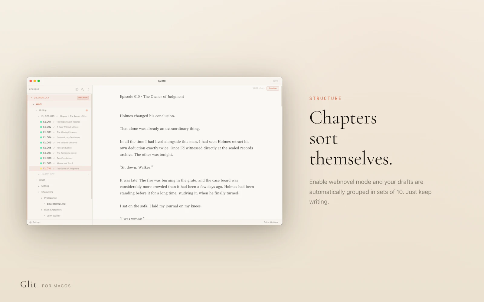 Glit – Web Novel Writing Editor screenshot 2