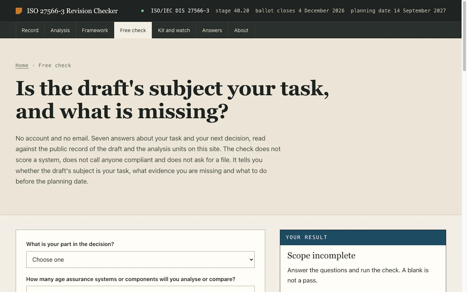 ISO 27566-3 Revision Checker screenshot 2