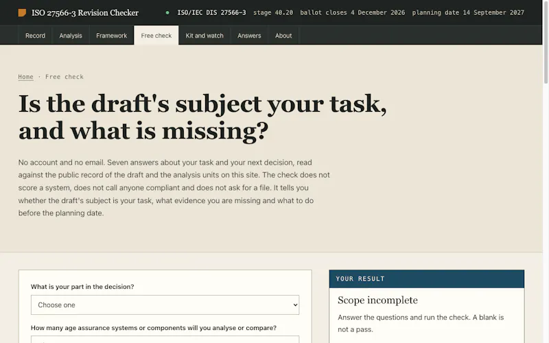 ISO 27566-3 Revision Checker screenshot 2