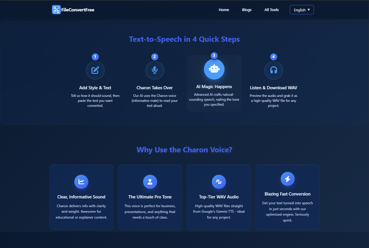 Text to Voice by FileConvertFree - Screenshot 2 showing product features and functionality